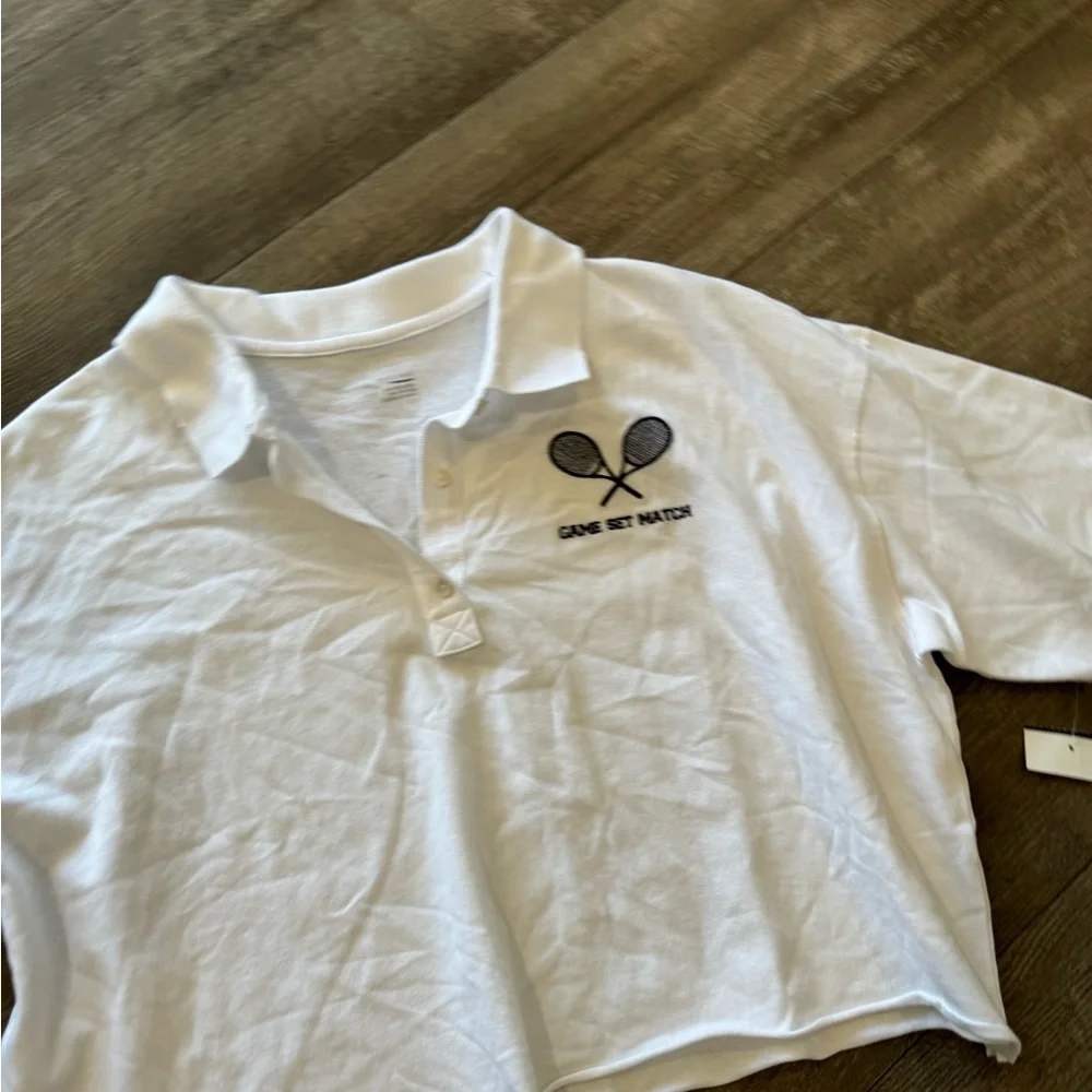 SOLD✨AERIE offline cropped polo top 🤍 - Picture 7 of 12